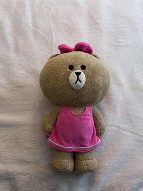FRIENDS Brown Plush Bear with Pink Dress